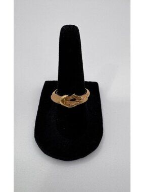 Avon Gold Tone Buckle Wrap Ring Textured Vintage Signed Size 7